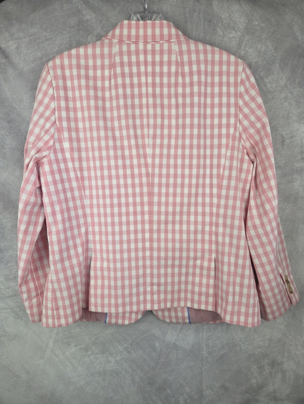 Talbots Petite Pink & White Gingham Blazer Jacket 10P Preppy Coastal - Picture 3 of 10
